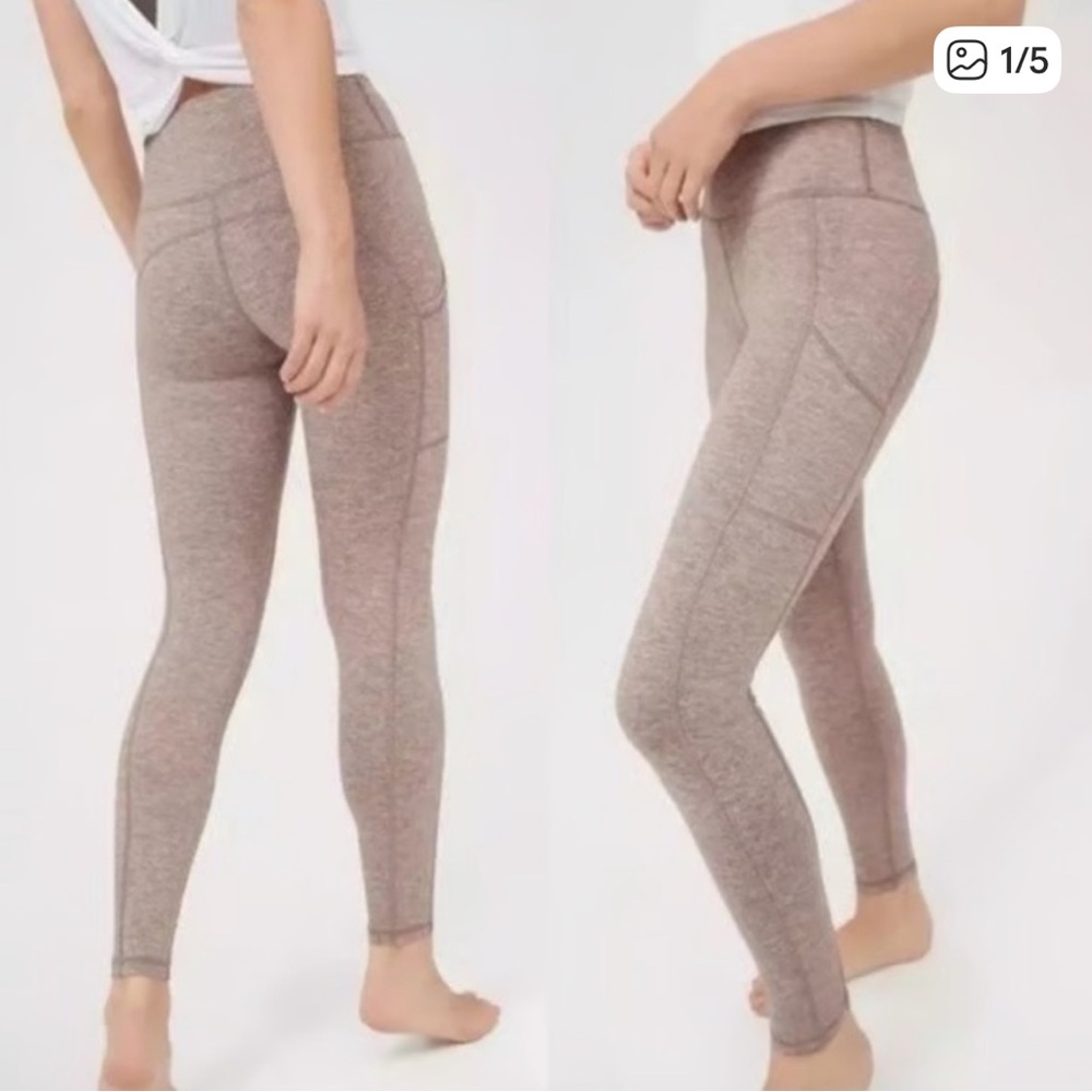 Offline by Aerie Heathered Brown high waisted The Hugger Leggings size small